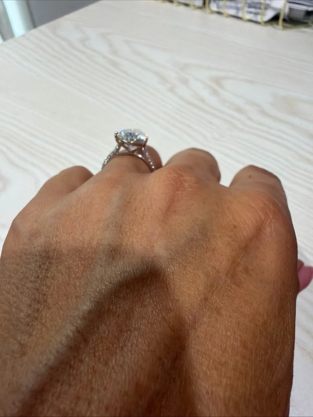 5.52 carat lab diamond pear ring